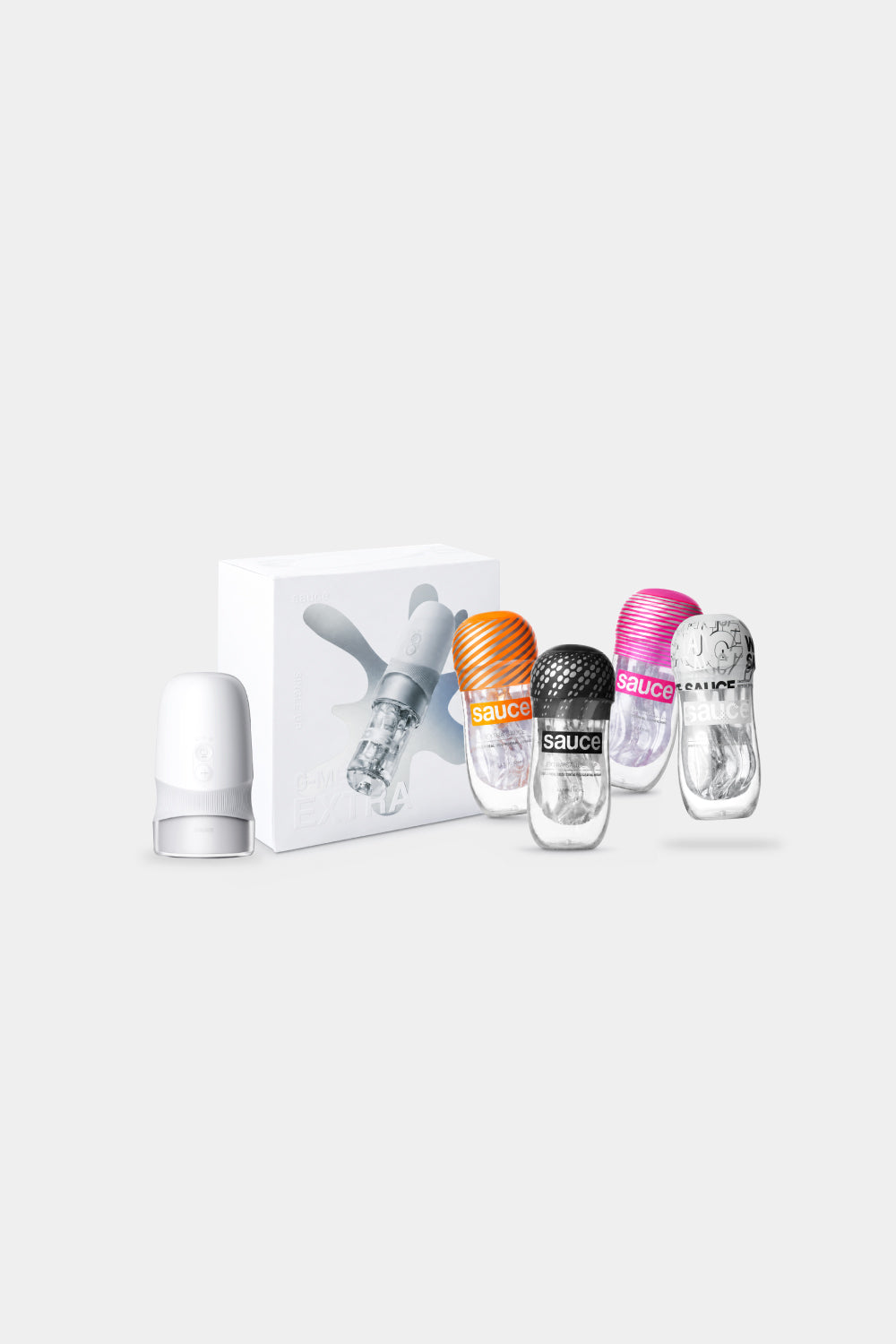 Max Sauce Bundle: Extra Sauce automatic masturbator with four manual cups